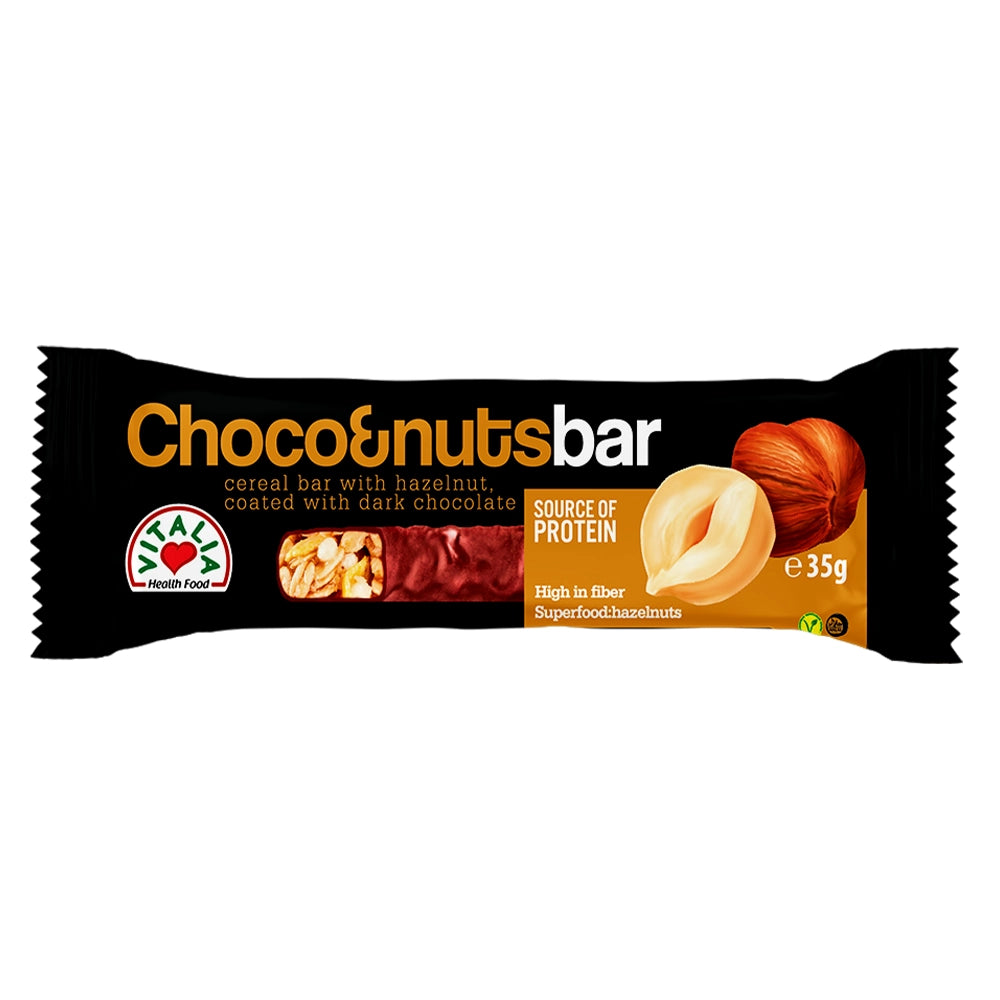 Vitalia Health Food Choco & Nuts Bar With Hazelnut & Dark Chocolate Coating - 35g