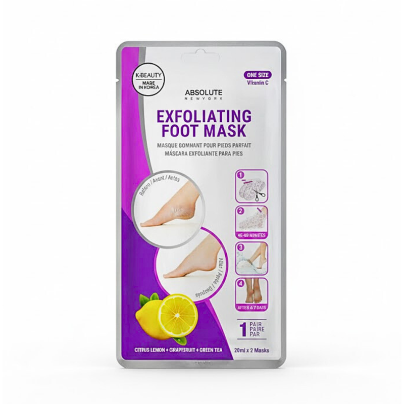Absolute New York Exfoliating Foot Mask Citrus Lemon, Grapefruit & Green Tea