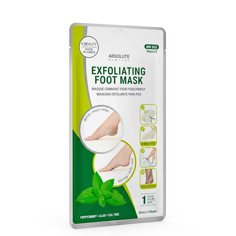 Absolute New York Exfoliating Foot Mask Peppermint, Aloe & Tea Tree
