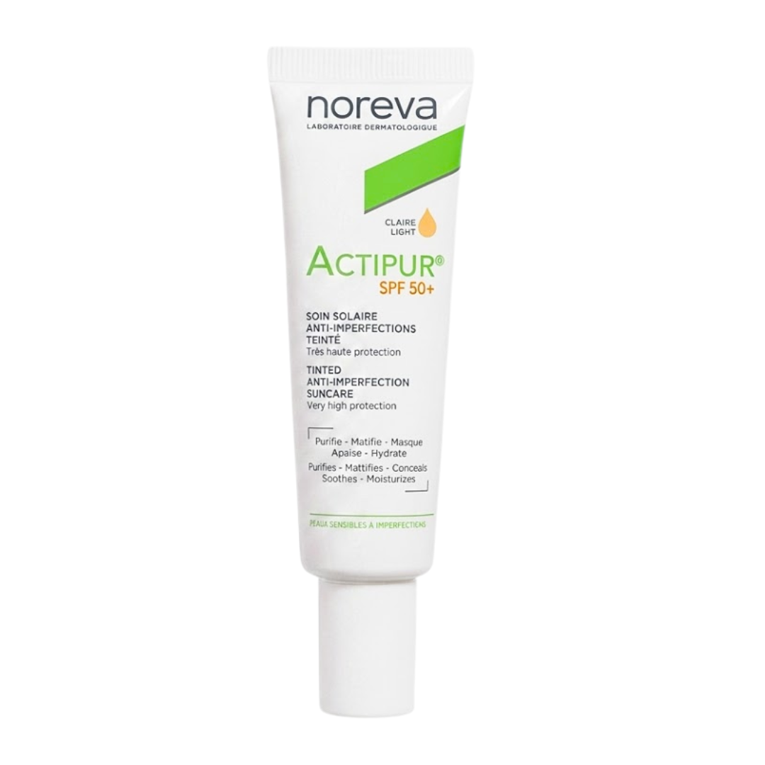 Noreva Actipur écran solaire anti-imperfections SPF50+ teinte claire 30 ml – tube