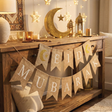 Bannière de Lettrage en Lin pour l'Aïd 3 Mètres