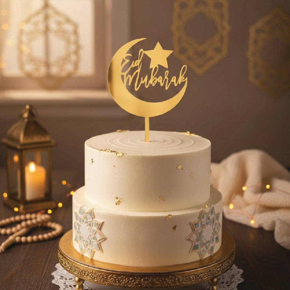 Cake Topper en Acrylique pour l'Aïd - Doré