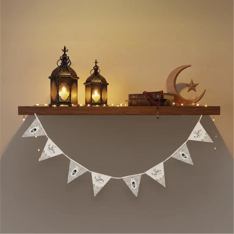 Bannière de Drapeaux Triangulaires de 3 Mètres - Eid Mubarak