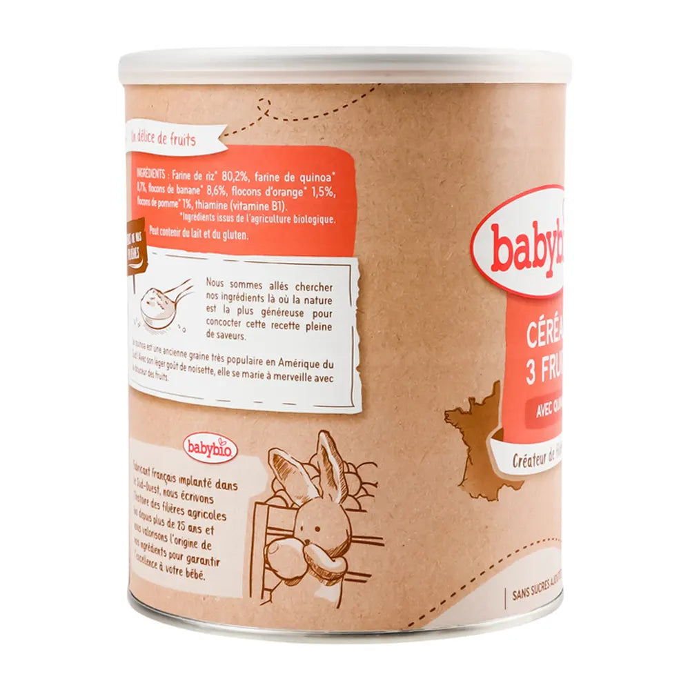 Babybio Céréales 3 Fruits avec Quinoa Bio – 220g
