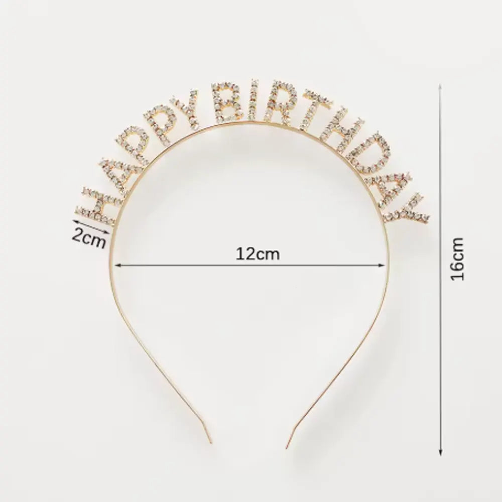Bandeau Happy Birthday avec Strass - Doré