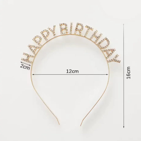 Bandeau Happy Birthday avec Strass - Doré