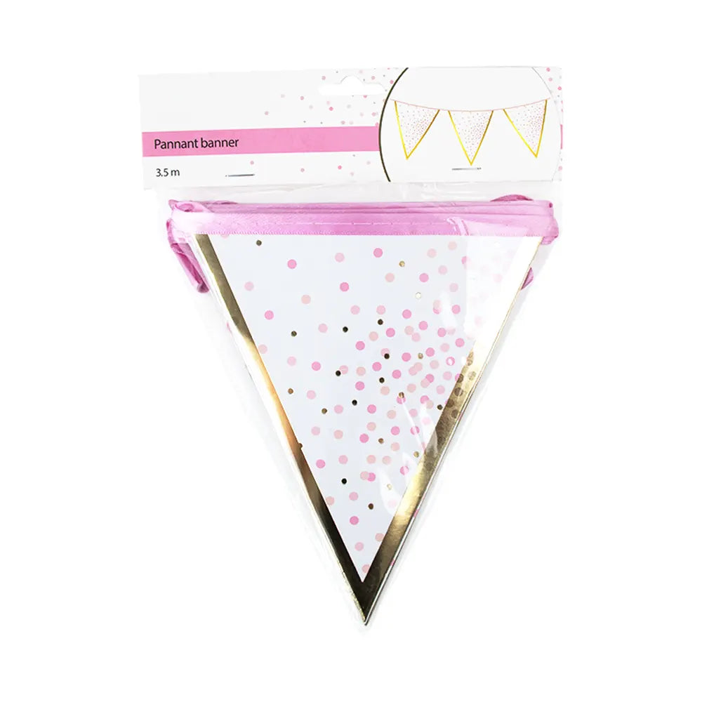 Baby Pink Banner with 12 Pennants – 3.5 m