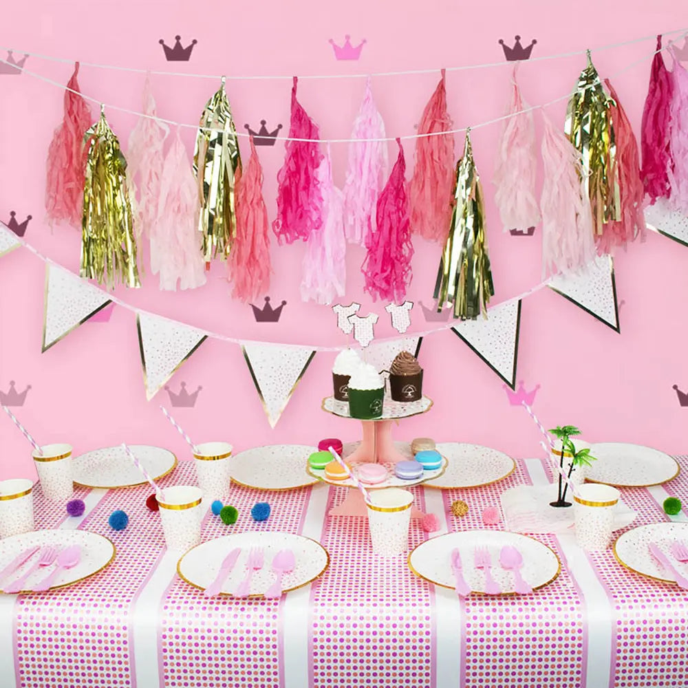 Baby Pink Banner with 12 Pennants – 3.5 m