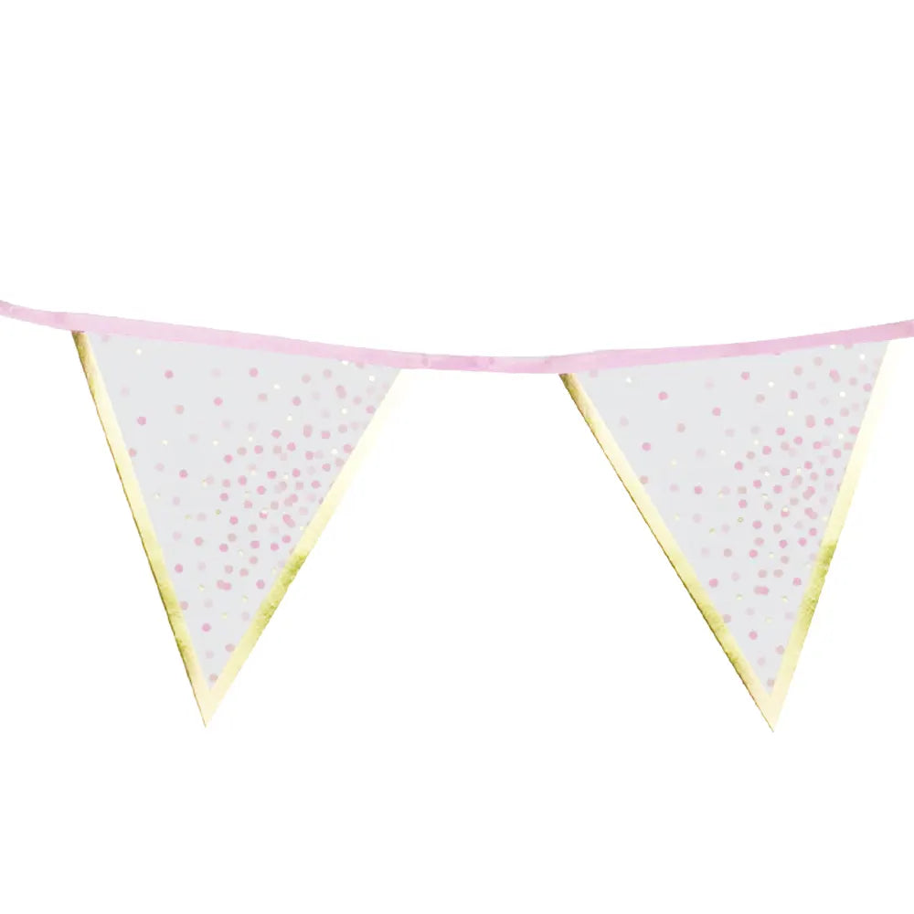 Baby Pink Banner with 12 Pennants – 3.5 m
