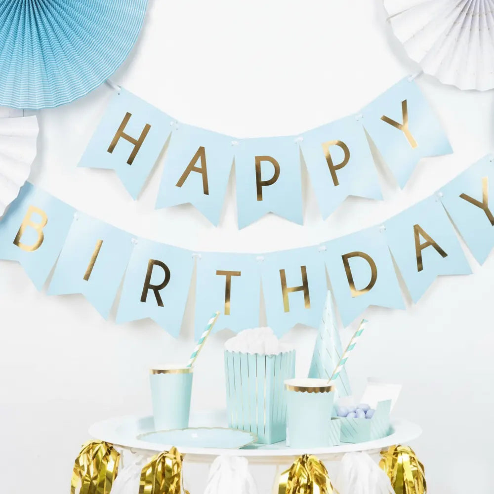 Happy Birthday Banner – Light Blue