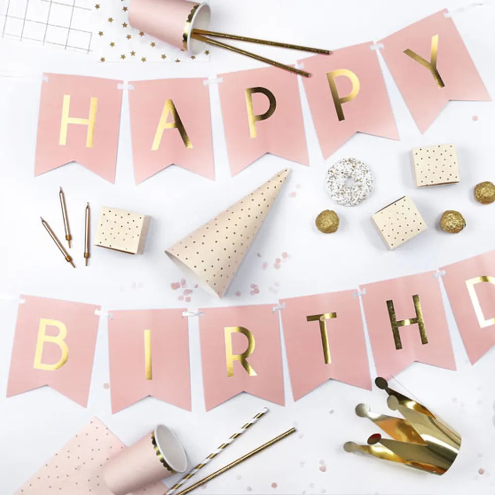 Bannière Happy Birthday – Rose Clair