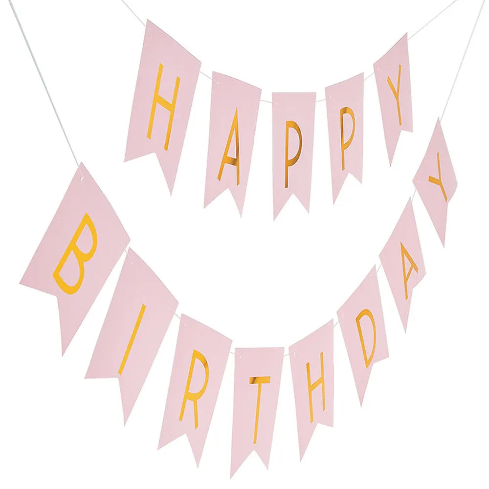 Bannière Happy Birthday – Rose Clair