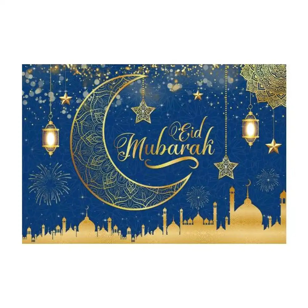 Bannière en Tissu Imprimée Eid Mubarak – 210 x 150 cm