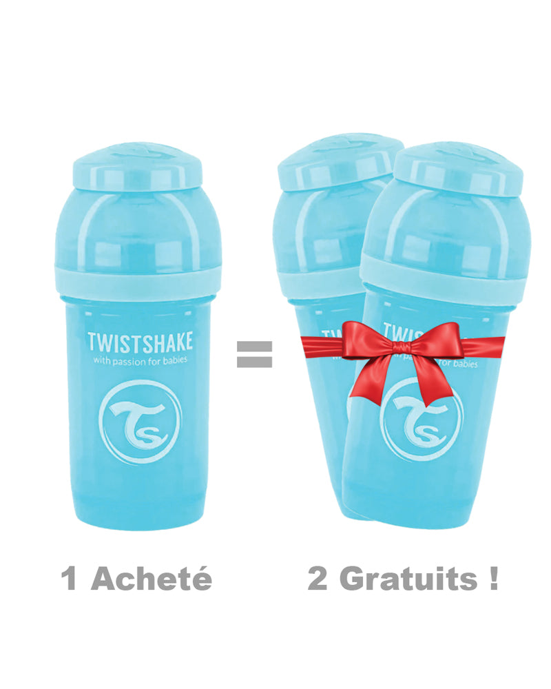 Offre : 1 Biberon Anti-Colique Twistshake 180ml - Bleu = 2 Gratuits!