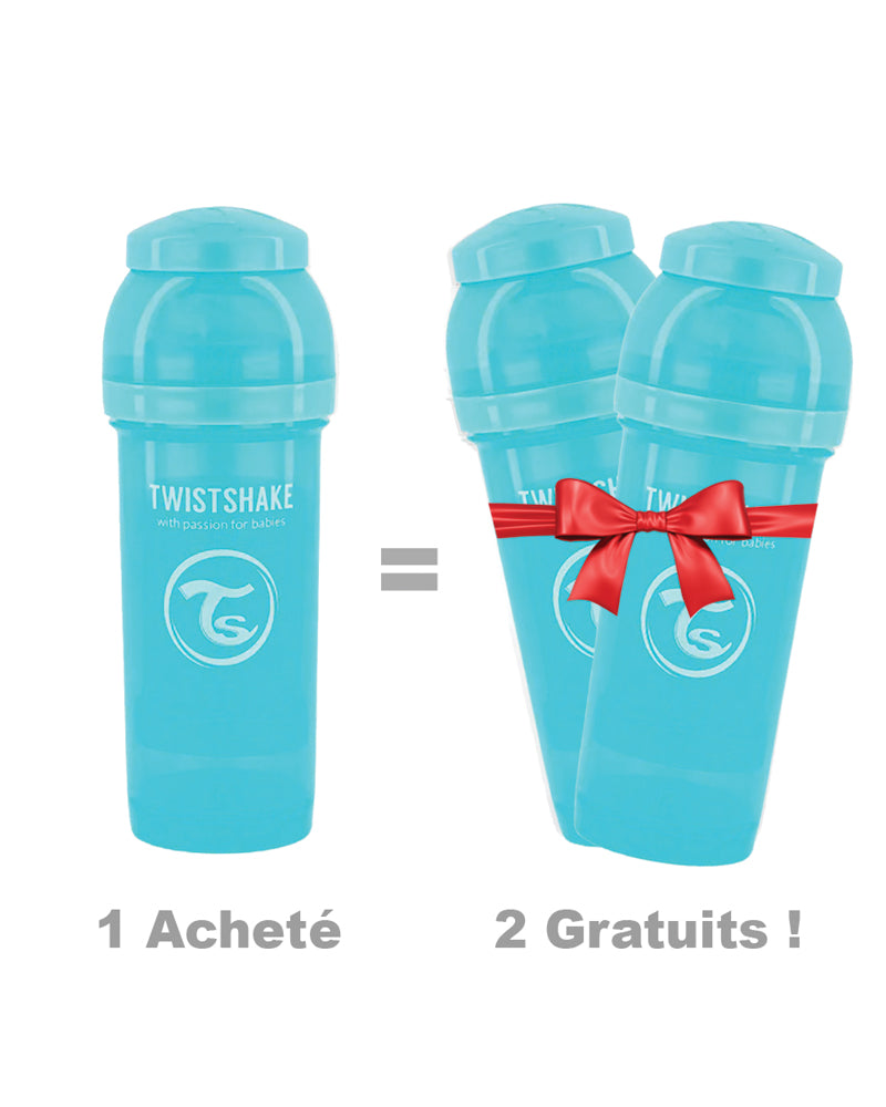 Offre : 1 Biberon Anti-Colique Twistshake 260ml - Bleu = 2 Gratuits!