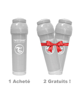 Offre : 1 Biberon Anti-Colique Twistshake 330ml - Gris = 2 Gratuits!
