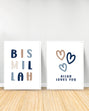 Ensemble de 2 Tableaux décoratifs Bleu- Bismillah | Allah Loves you - Blanc