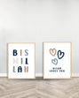 Ensemble de 2 Tableaux décoratifs Bleu - Bismillah | Allah Loves you - Bois