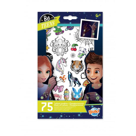 Buki Coffret 75 Tatouages Éphémères Phosphorescents – 7A+