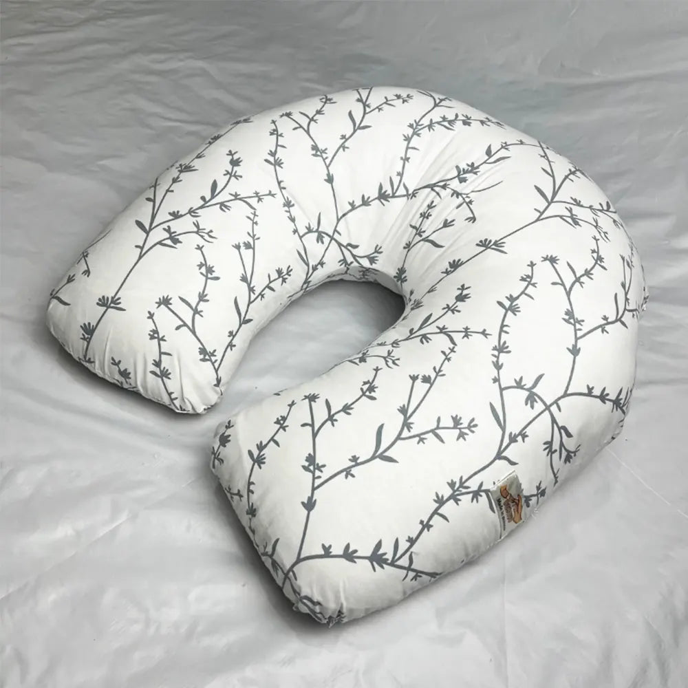 BébéYo Coussin d'Allaitement - Branche Gris sur Blanc