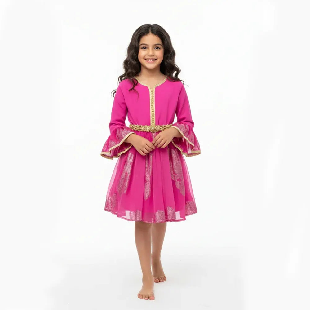 Caftan Robe pour Fille - Rose Fushia