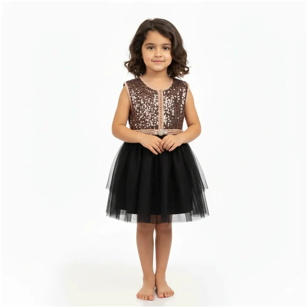 Caftan Robe pour Fille Sans Manches - Noir Eclat