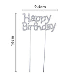 Adorno para Tarta Feliz Cumpleaños Metal y Pedrería – Plateado