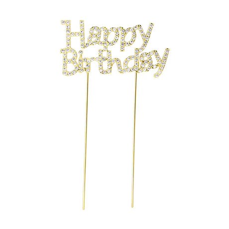 Cake Topper Happy Birthday Métal et Strass – Doré