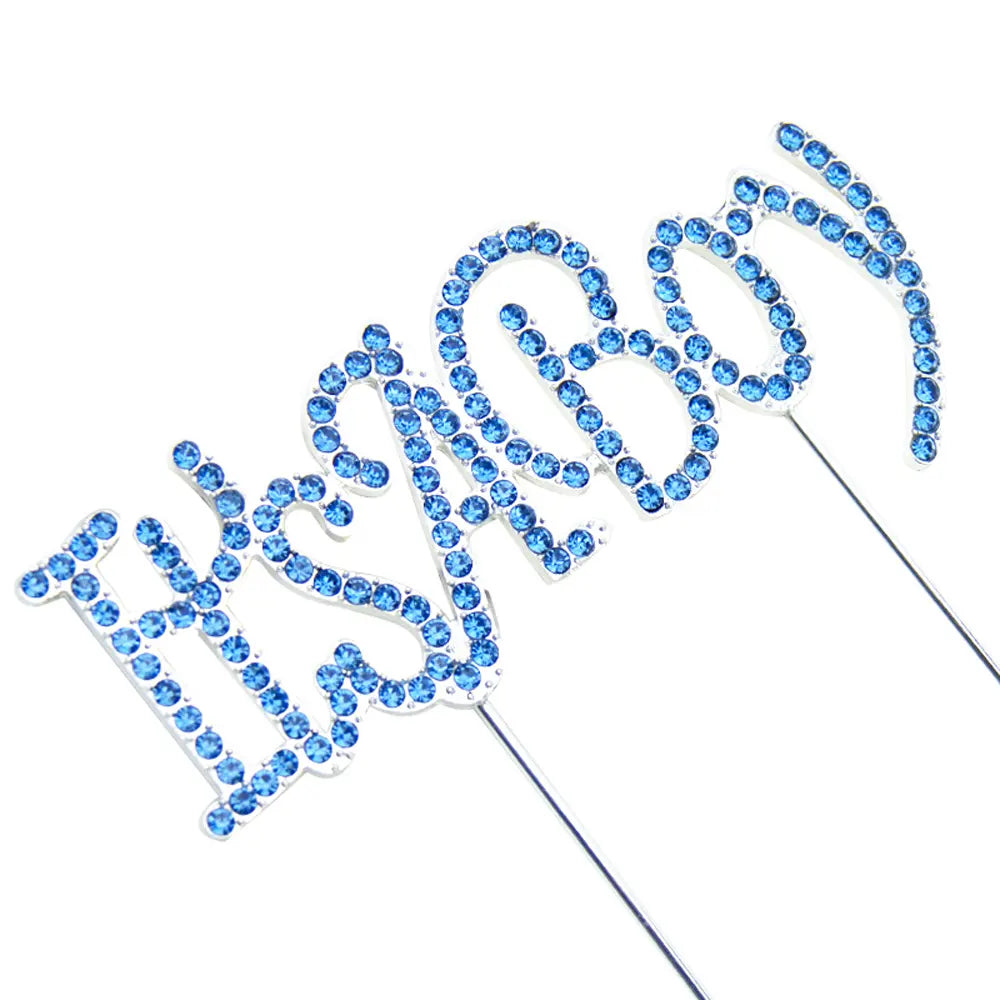 It's a Boy Metal and Rhinestone Cake Topper – Blue