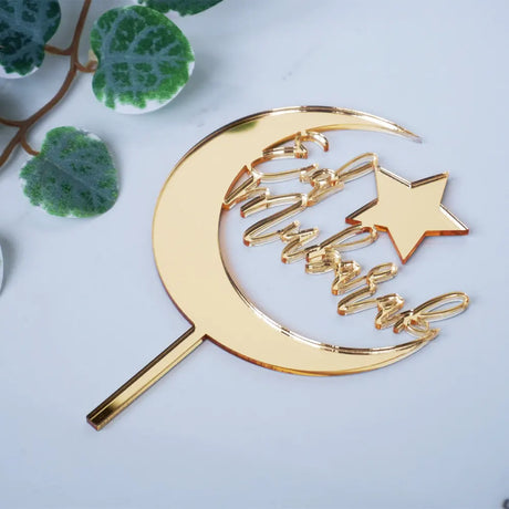 Cake Topper en Acrylique pour l'Aïd - Doré