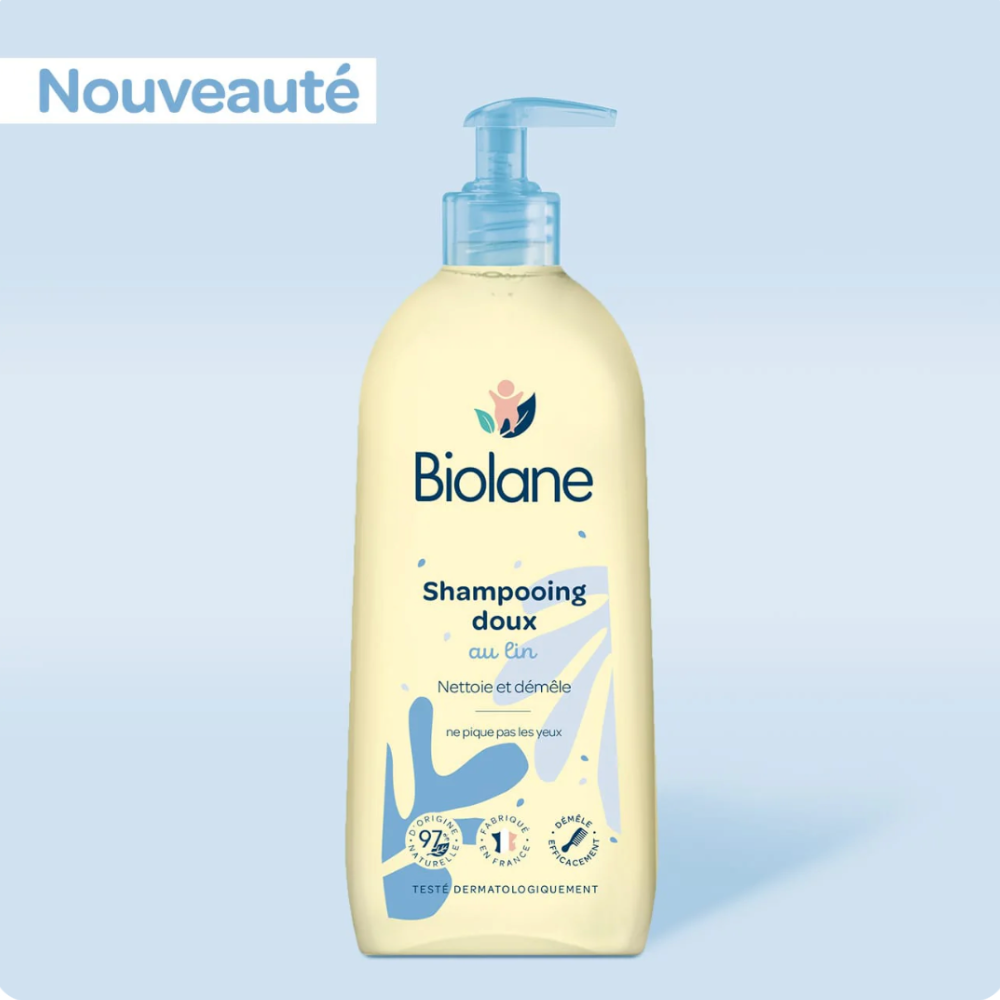 Biolane Shampooing Doux au Lin pour Bébé – 350 ml