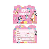 Pink Bluey Birthday Cards – 10 Pieces