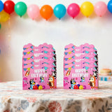 Pink Bluey Birthday Cards – 10 Pieces