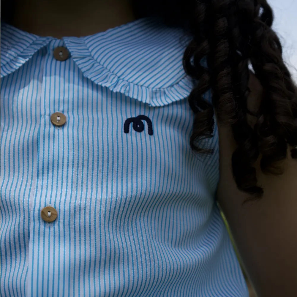 قميص لولي مخطط بدون أكمام - تركواز