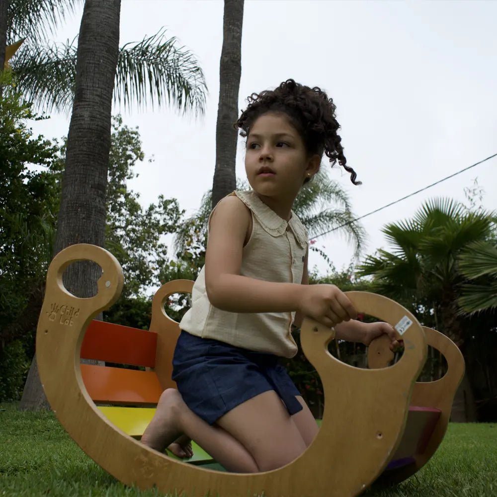 قميص لولي بدون أكمام بنقشة مربعات - بيج