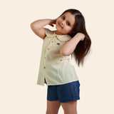 Chemise Loly Sans Manches à Carreaux - Beige
