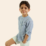 Chemise Moon Rayée pour Garçon – Bleu et Rouge