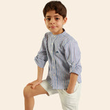 Chemise Moon Rayée pour Garçon – Bleu et Rouge