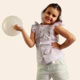 Chemise Zayna à Manches Volantées – Parme Pastel