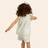 Chemise Zayna à Manches Volantées et Petits Pois Brodés - Blanche
