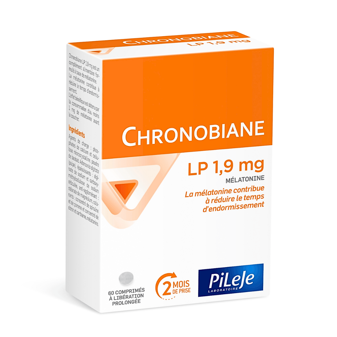 Boîte Chronobiane LP 1,9 mg mélatonine 60 comprimés Pileje