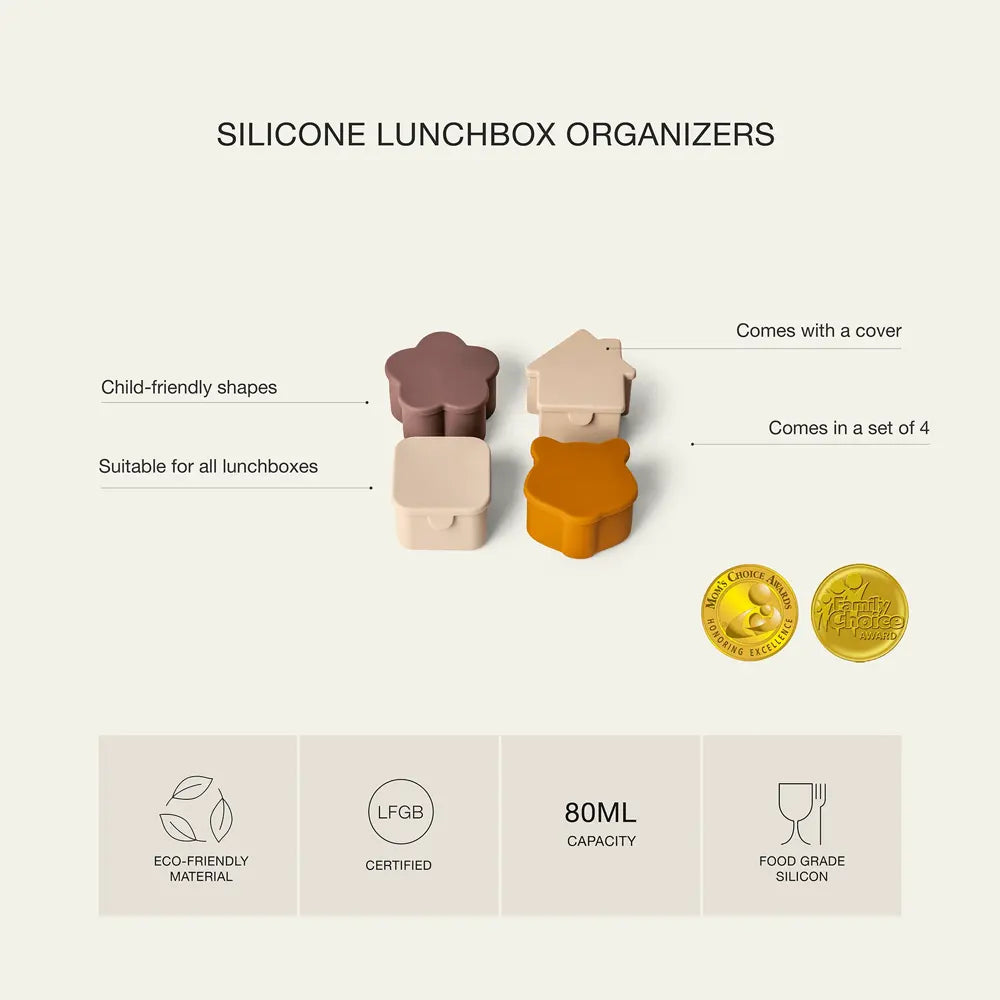 Citron Set de 4 Organisateurs Boîte à Repas  – Gris Caramel et Vert