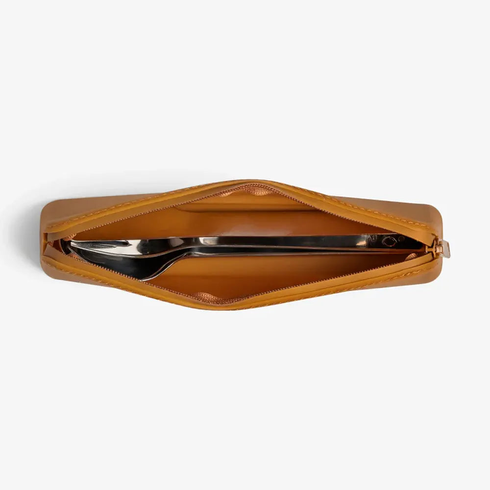 Citron Set de Couverts en Acier Inoxydable avec Pochette – Caramel