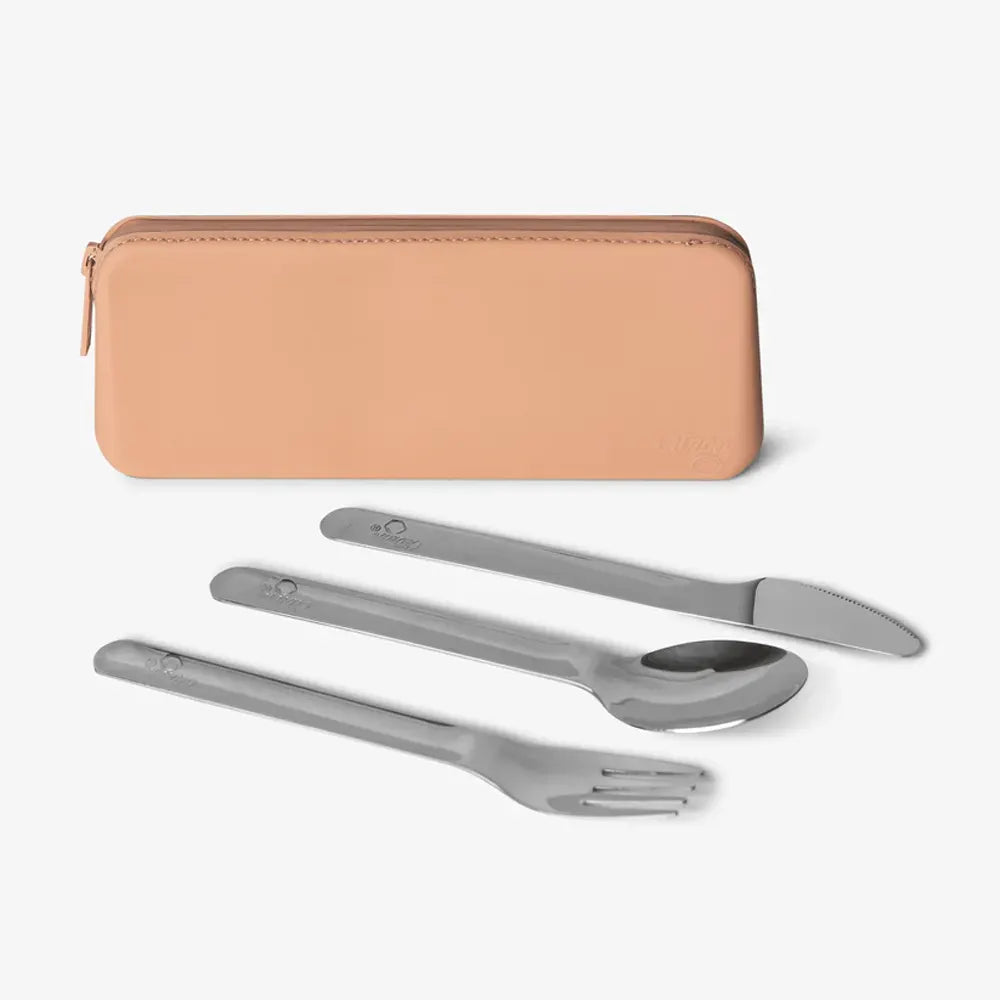 سيترون طقم أدوات مائدة من الفولاذ المقاوم للصدأ مع جيب – وردي فاتح