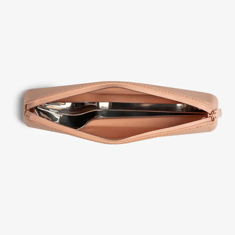 Citron Set de Couverts en Acier Inoxydable avec Pochette – Rose Poudré