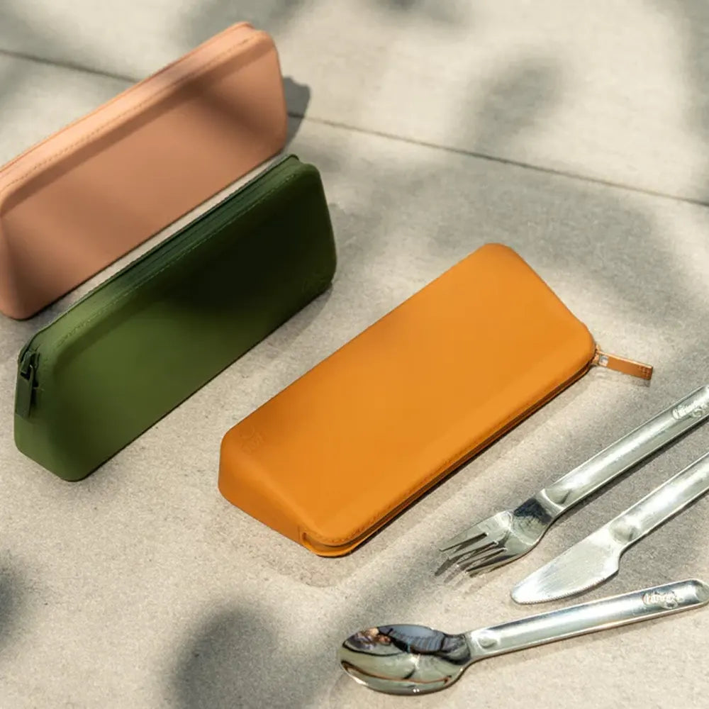 Citron Set de Couverts en Acier Inoxydable avec Pochette – Vert