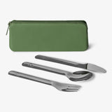 Citron Set de Couverts en Acier Inoxydable avec Pochette – Vert