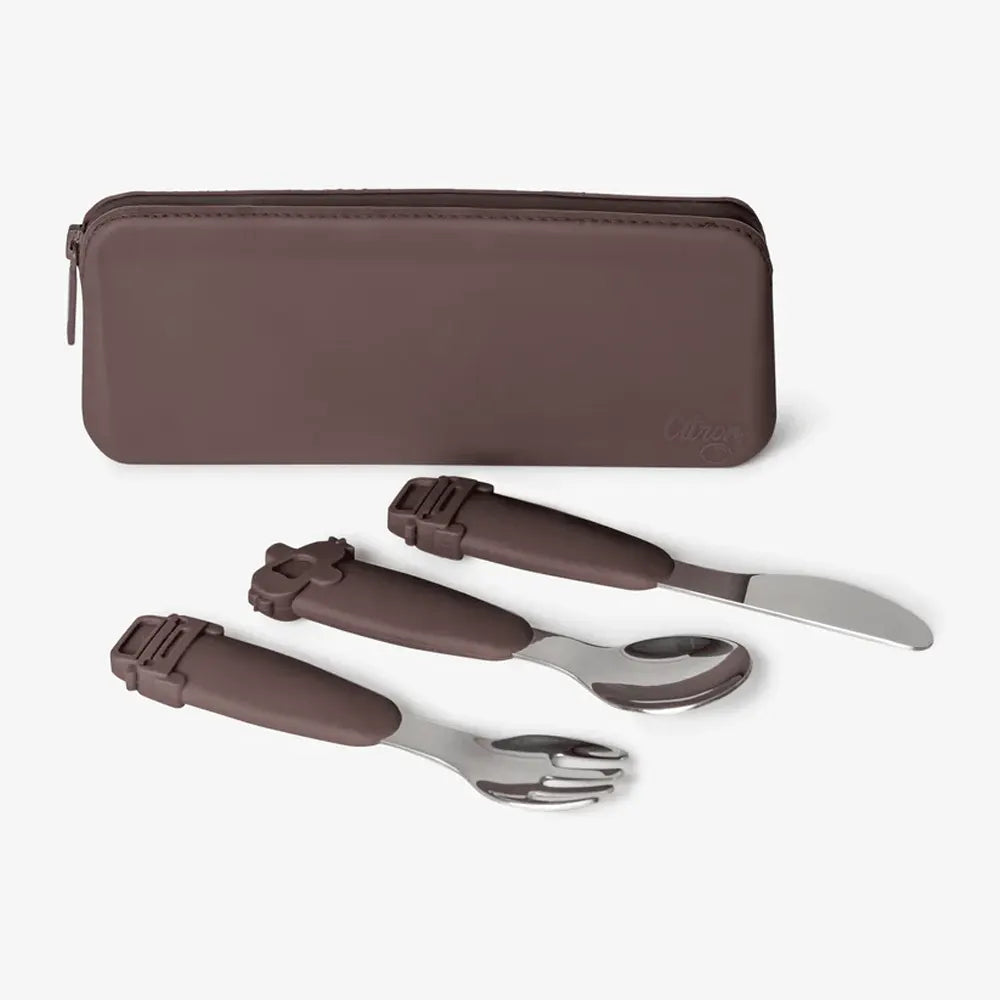 Lemon Silicone Cutlery Set with Pouch - Vehicles