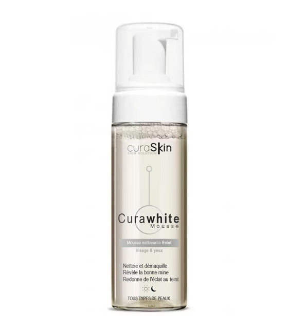 CuraSkin Curawhite mousse nettoyante éclat 150 ml – flacon vu de face
