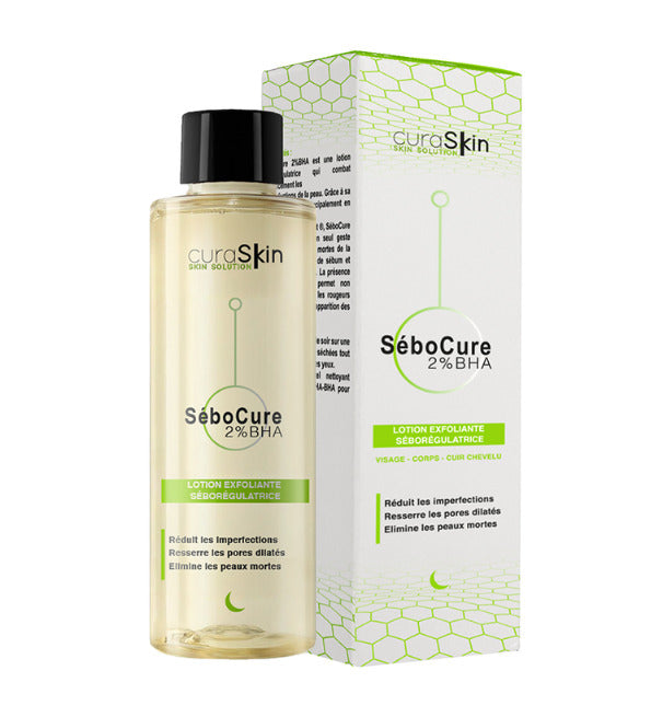 CuraSkin Sebocure lotion exfoliante 2% BHA 100 ml – flacon vu de face